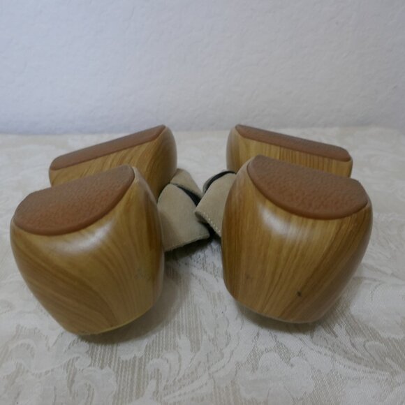 Zara Leather Suede Neutral Chunky Platform Slip On Criss Cross Sandal Slides 9 - Picture 12 of 13